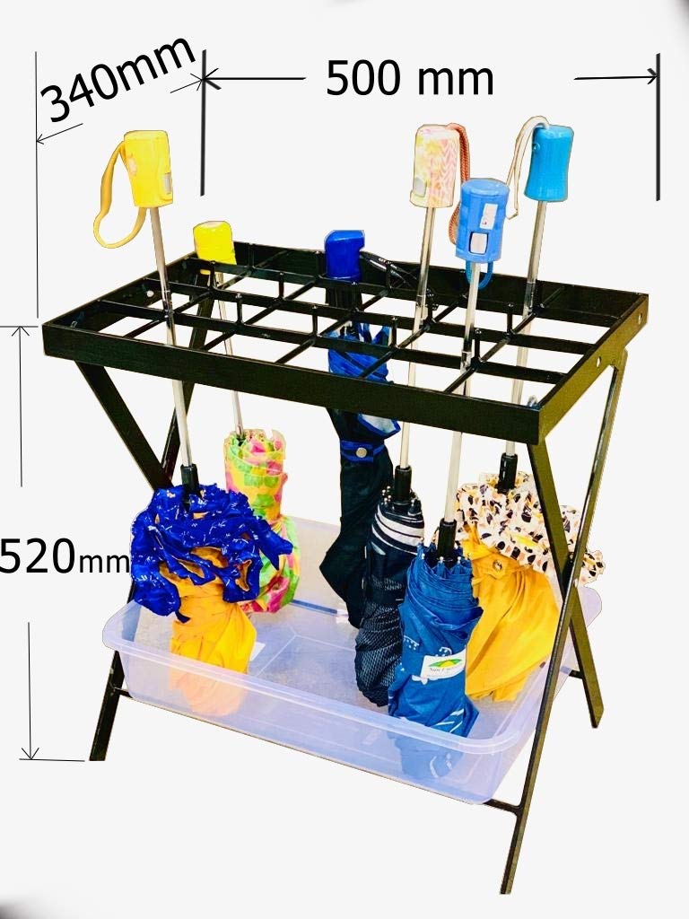 RAVIRAJ DISPLAY Metal Umbrella Stand Storage Rack with Removable Base Drip Tray