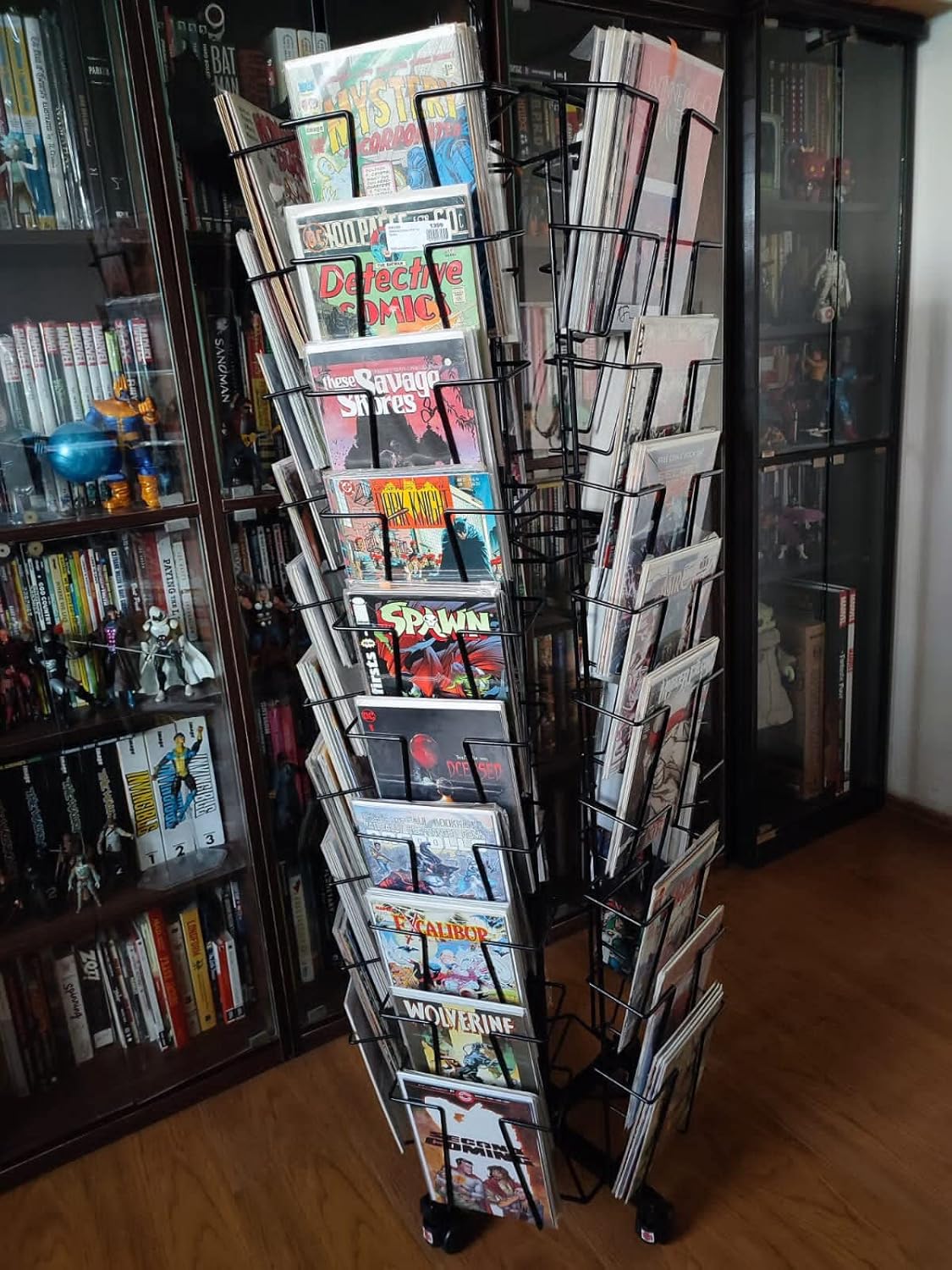 Raviraj Display Alloy Steel Deluxe Magazine Stand, Rotating, Handy, Space Saving, 50 Compartments For Magazine, Brochure, Literature, Stores 150 Magazines - Floor Mount, Tiered Shelf