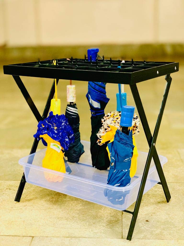 RAVIRAJ DISPLAY Metal Umbrella Stand Storage Rack with Removable Base Drip Tray