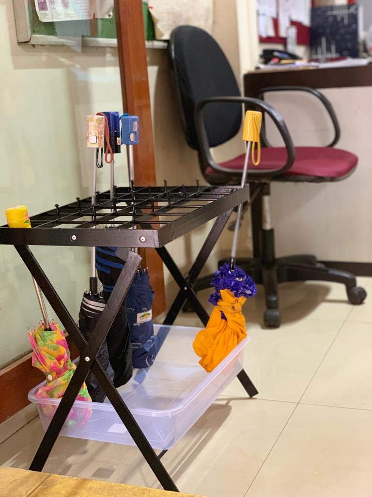 RAVIRAJ DISPLAY Metal Umbrella Stand Storage Rack with Removable Base Drip Tray