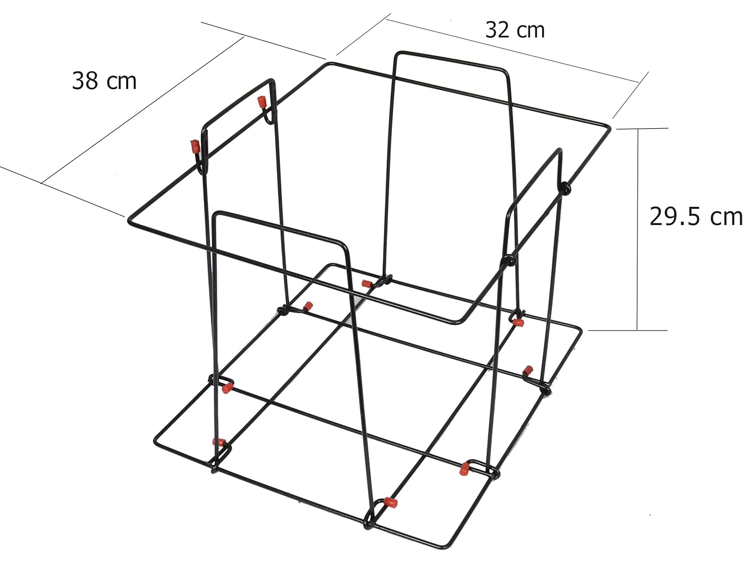 RAVIRAJ DISPLAY Multipurpose Folding Newspaper Bin; Wire Metal Basket; Storage Bin; 38 x 32 x 29.5 cm; Black