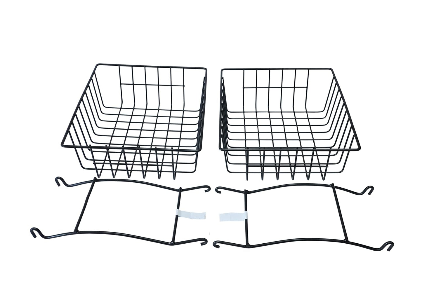 Raviraj Display 2-Tier Countertop Fruit basket for kitchen, Vegetable, Bread Basket, Detachable Metal Organiser, Rectangular Storage, Black