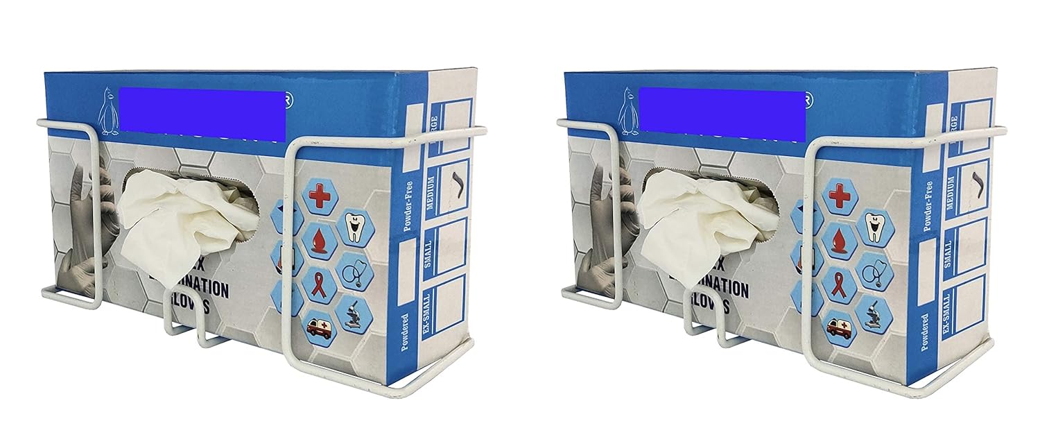 RAVIRAJ DISPLAY Glove Box Holder, Wall Mount, 23 cm Length, 11 cm Width, 9 cm Height, Pack of 2