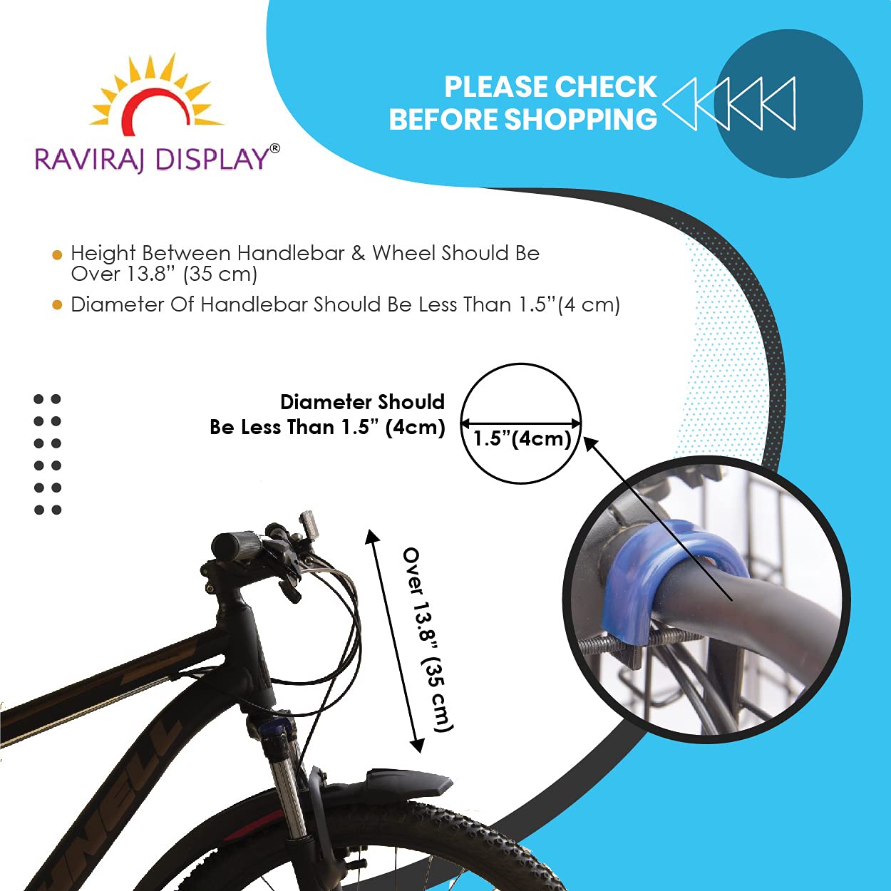 RAVIRAJ DISPLAY Folding Front/Rear Bike Basket Wire Mesh Fold-Up Detchable Hanging Bike Basket for Mountain Bike Black 1 NOS