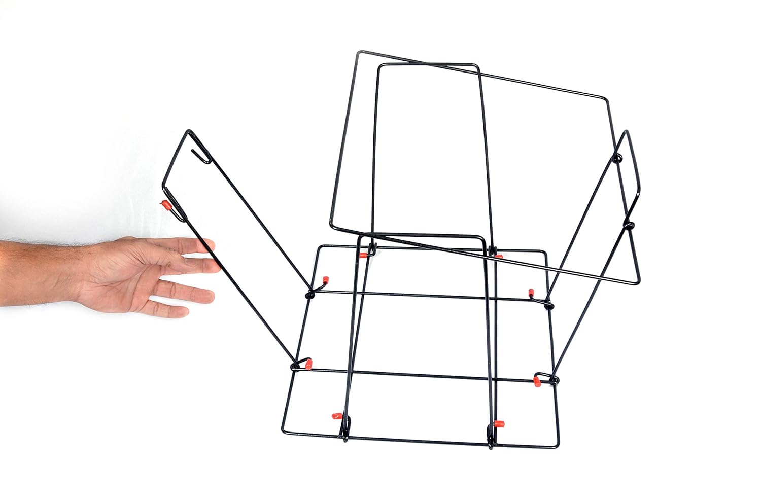 RAVIRAJ DISPLAY Multipurpose Folding Newspaper Bin; Wire Metal Basket; Storage Bin; 38 x 32 x 29.5 cm; Black