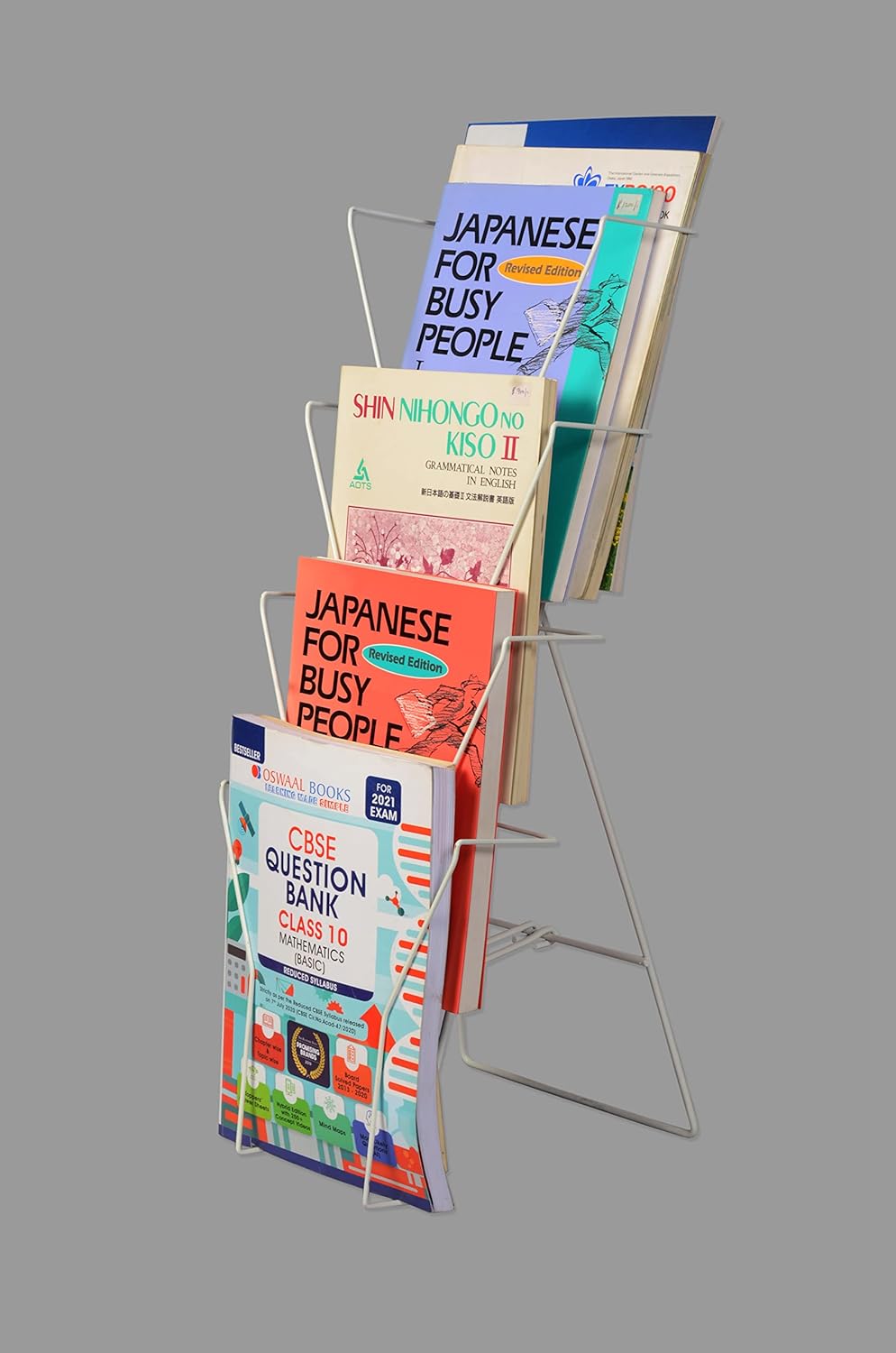 RAVIRAJ DISPLAY Self Standing Metal Counter Type Magazine Stand White