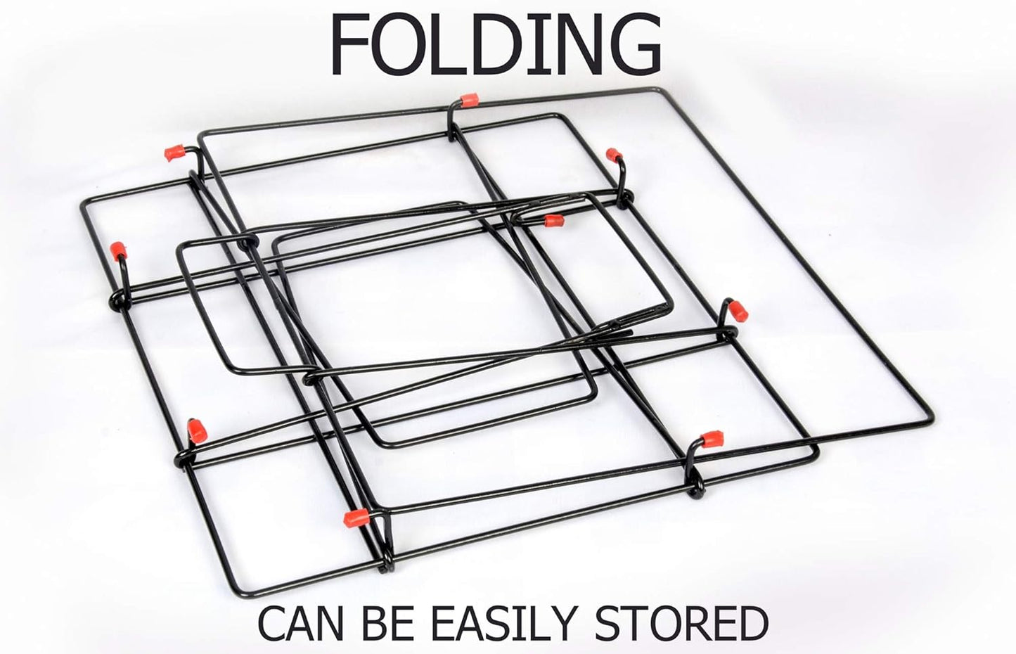 RAVIRAJ DISPLAY Multipurpose Folding Newspaper Bin; Wire Metal Basket; Storage Bin; 38 x 32 x 29.5 cm; Black