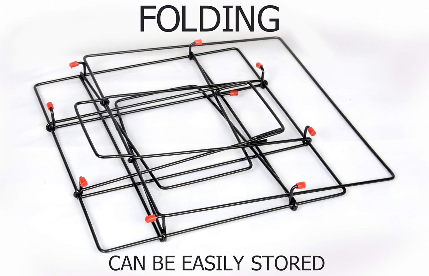 RAVIRAJ DISPLAY Multipurpose Folding Newspaper Bin; Wire Metal Basket; Storage Bin; 38 x 32 x 29.5 cm; Black