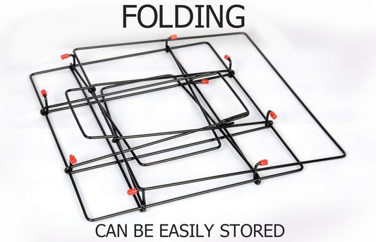 RAVIRAJ DISPLAY Multipurpose Folding Newspaper Bin; Wire Metal Basket; Storage Bin; 38 x 32 x 29.5 cm; Black